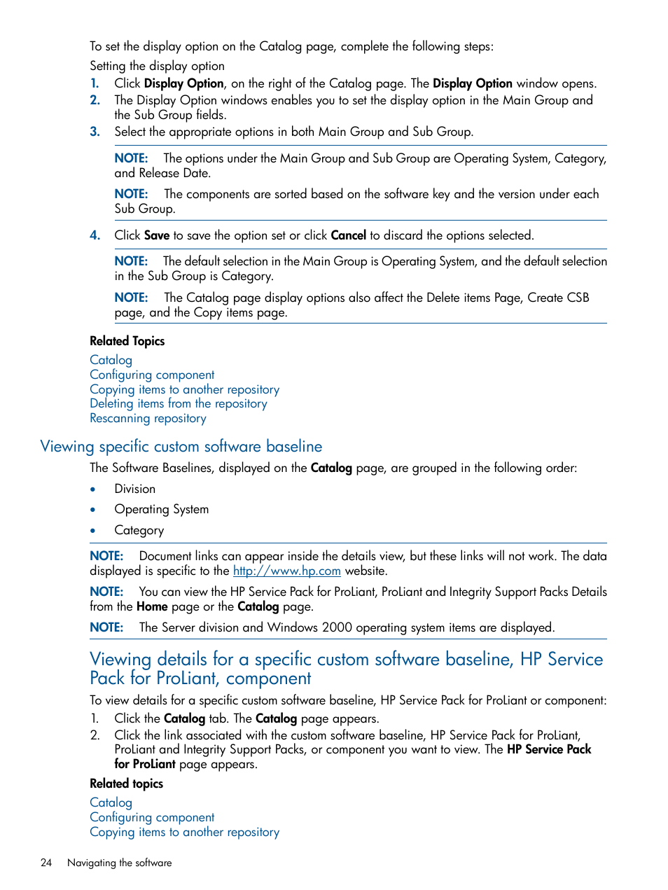 Viewing specific custom software baseline | HP Systems Insight Manager User Manual | Page 24 / 50