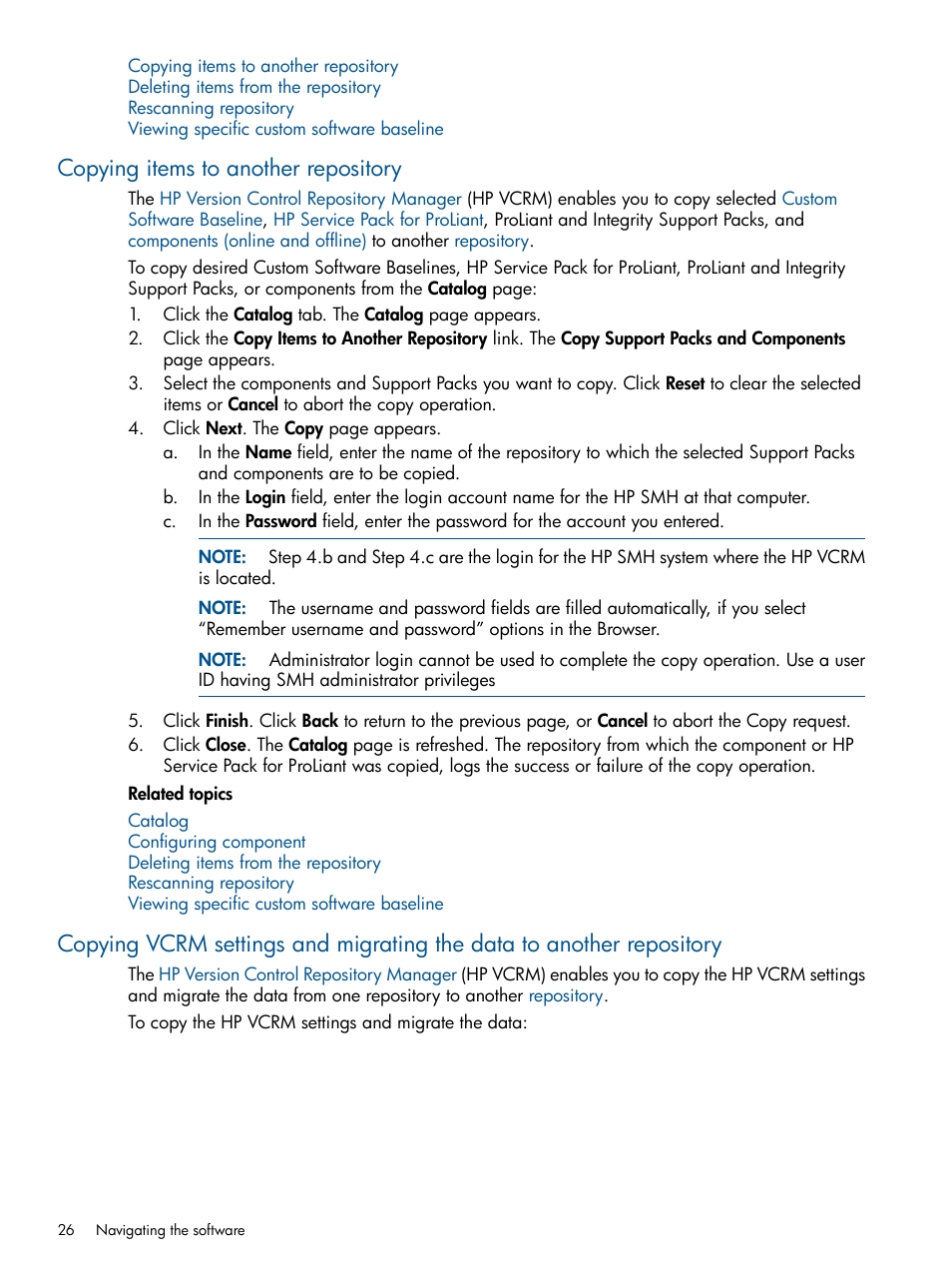 Copying items to another repository | HP Systems Insight Manager User Manual | Page 26 / 50