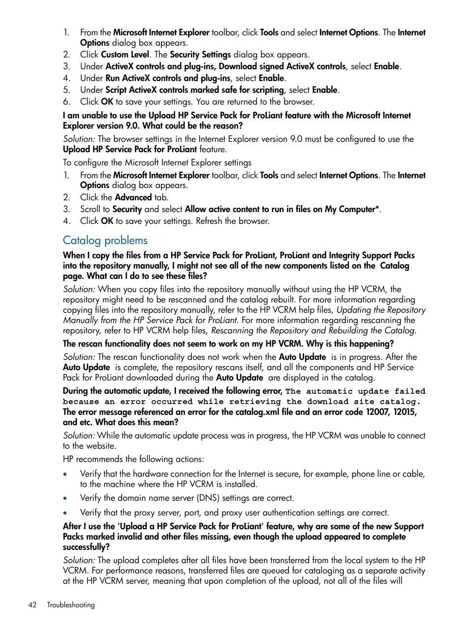 Catalog problems | HP Systems Insight Manager User Manual | Page 42 / 50