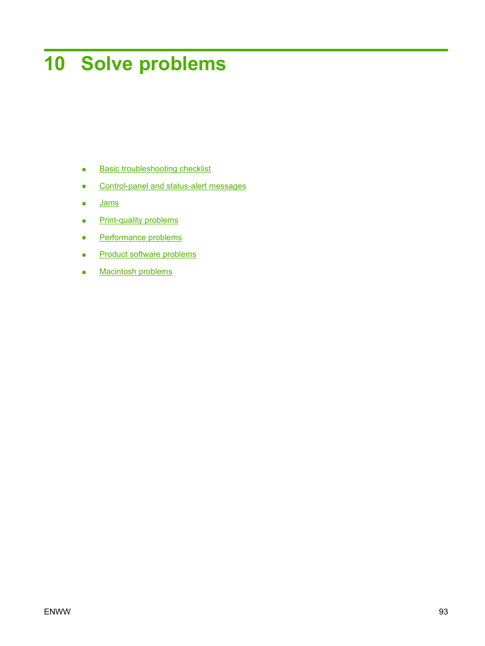 Solve problems, 10 solve problems | HP Color LaserJet CP1515n Printer User Manual | Page 103 / 168