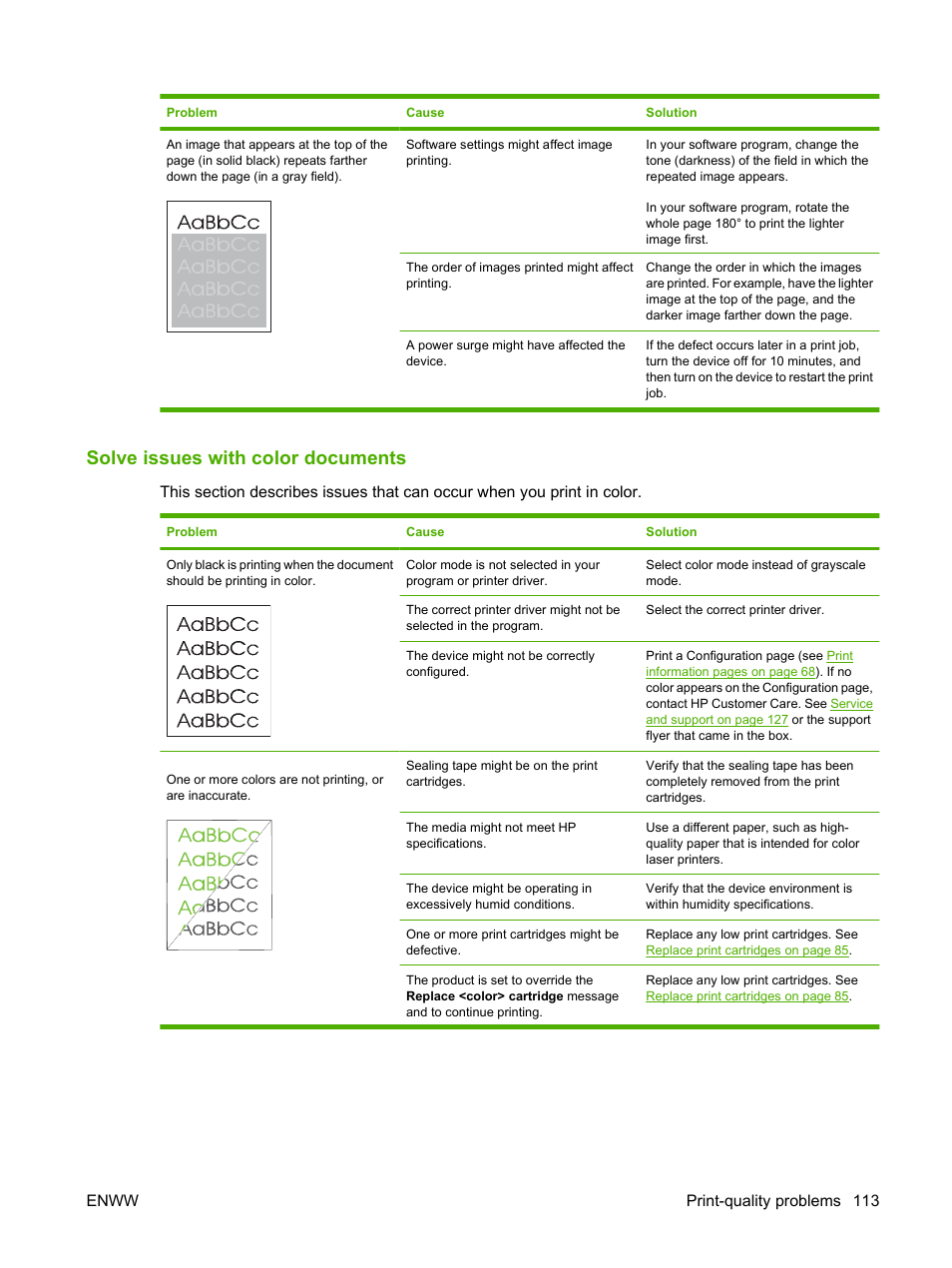Solve issues with color documents, Enww print-quality problems 113 | HP Color LaserJet CP1515n Printer User Manual | Page 123 / 168