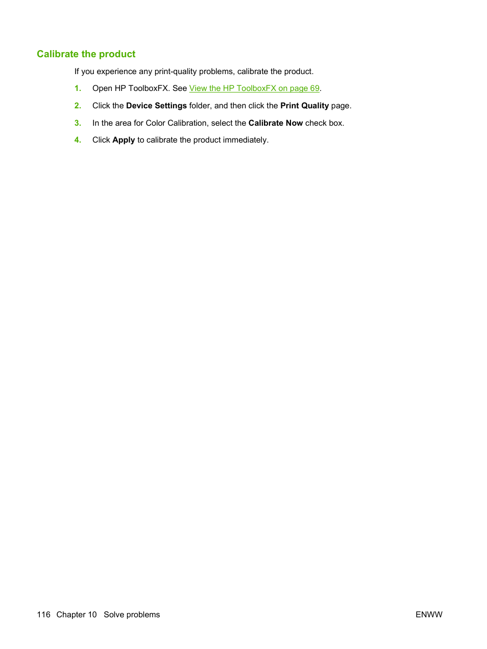 Calibrate the product | HP Color LaserJet CP1515n Printer User Manual | Page 126 / 168