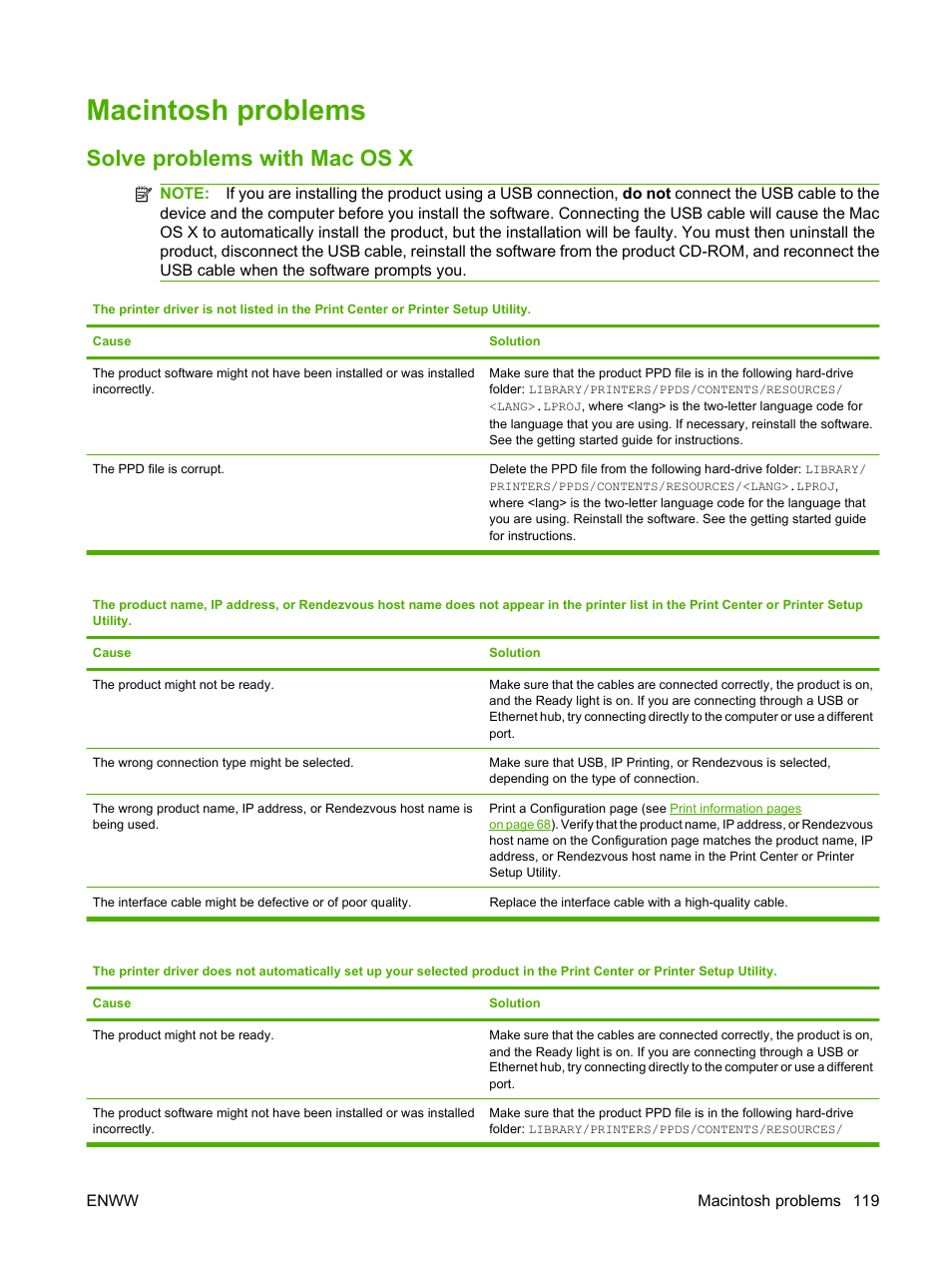 Macintosh problems, Solve problems with mac os x | HP Color LaserJet CP1515n Printer User Manual | Page 129 / 168