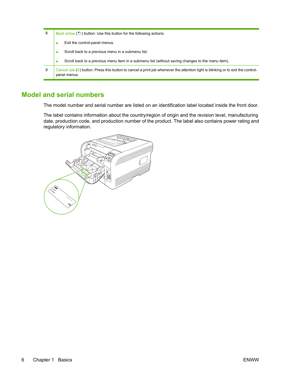 Model and serial numbers | HP Color LaserJet CP1515n Printer User Manual | Page 16 / 168