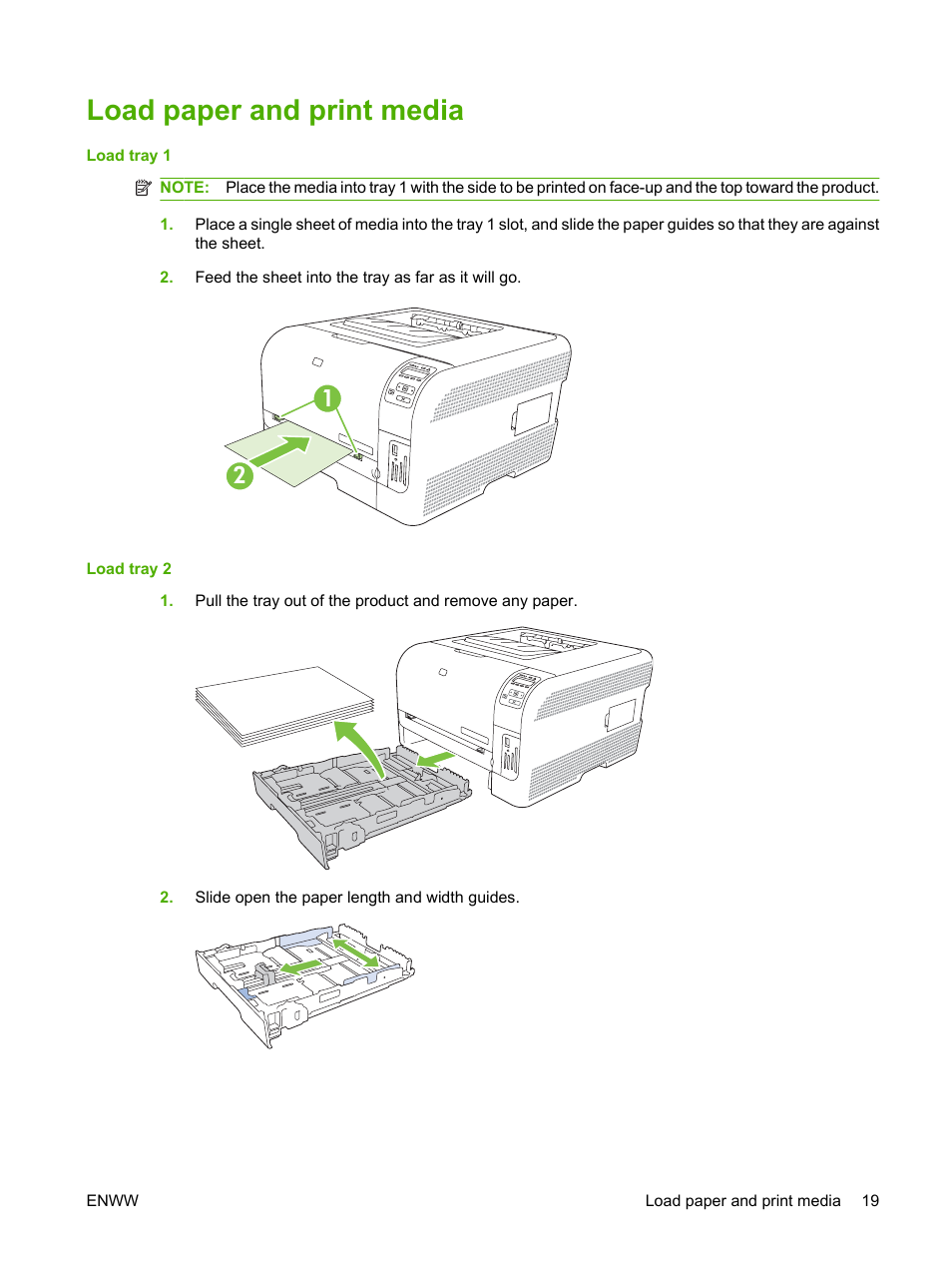 Load paper and print media | HP Color LaserJet CP1515n Printer User Manual | Page 29 / 168