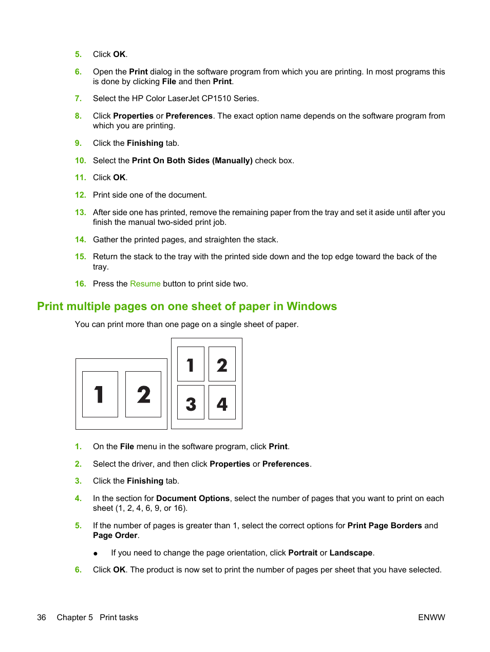 HP Color LaserJet CP1515n Printer User Manual | Page 46 / 168