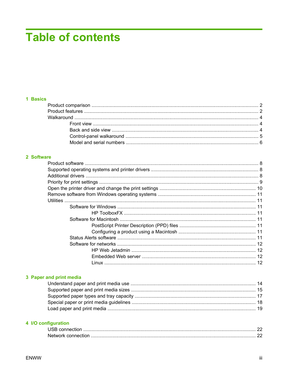 HP Color LaserJet CP1515n Printer User Manual | Page 5 / 168