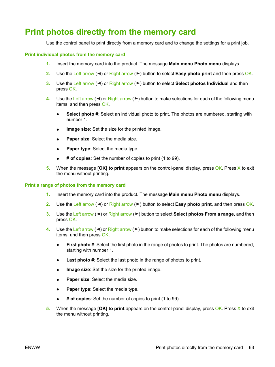 Print photos directly from the memory card | HP Color LaserJet CP1515n Printer User Manual | Page 73 / 168