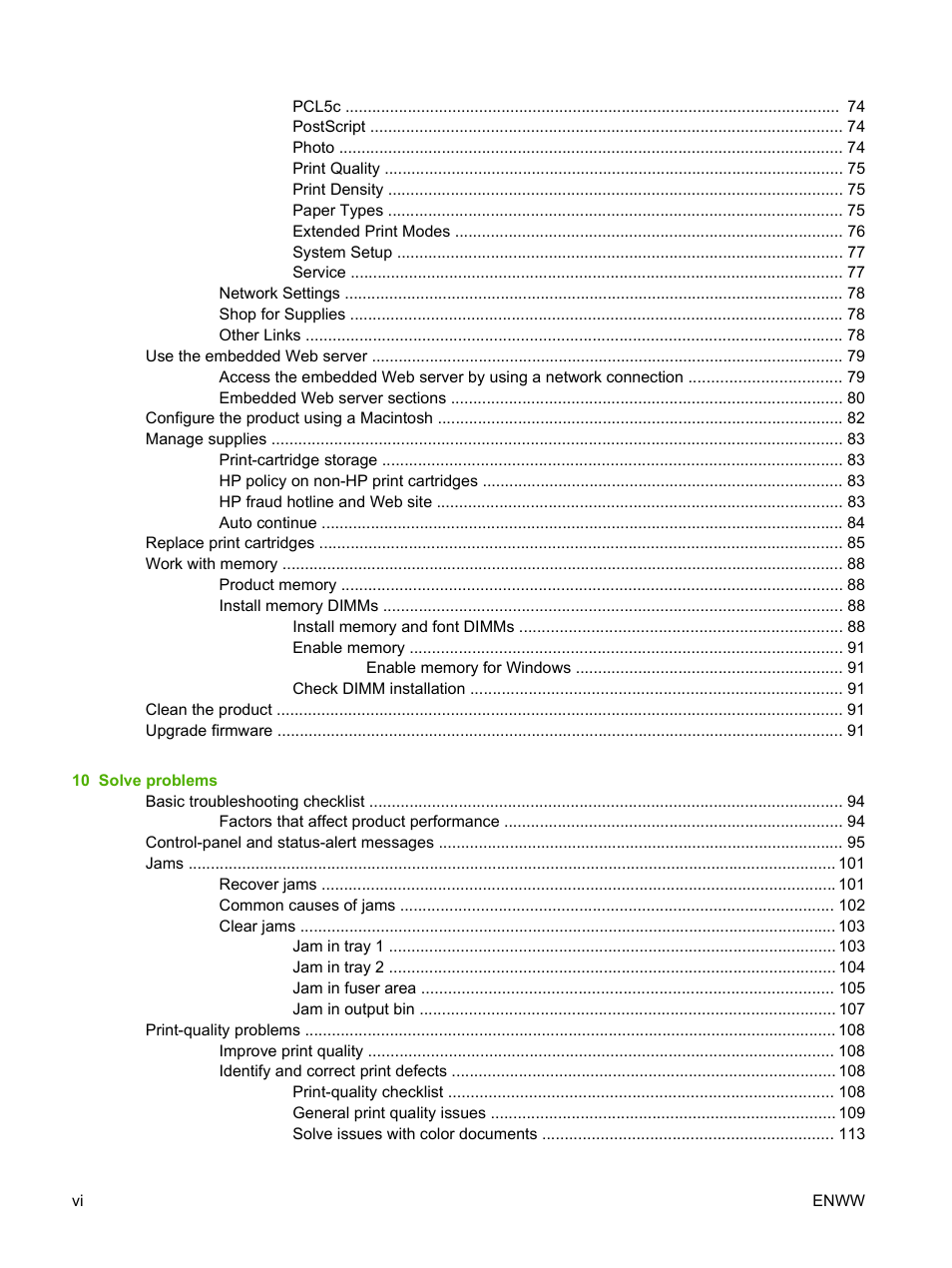 HP Color LaserJet CP1515n Printer User Manual | Page 8 / 168