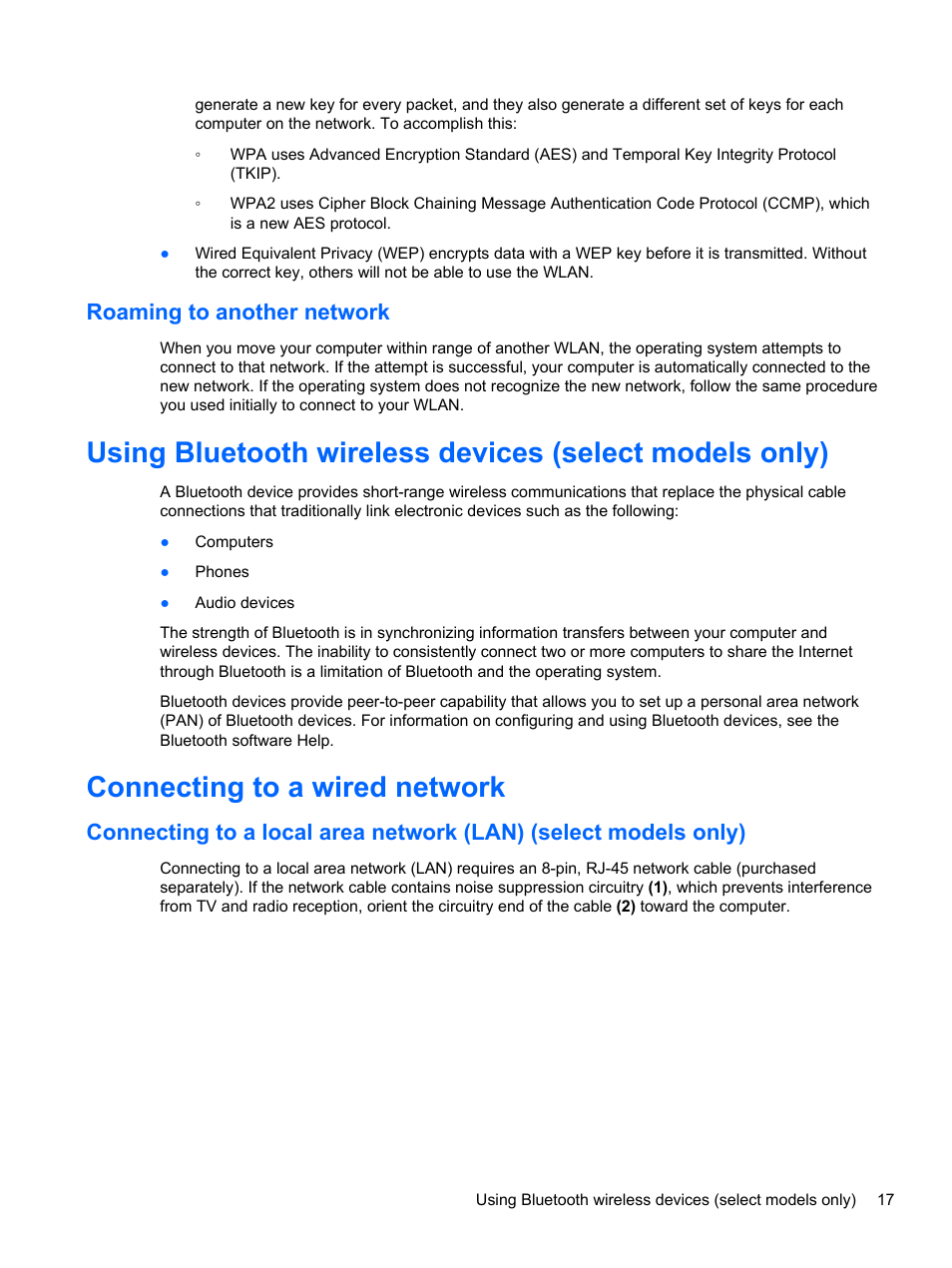 Roaming to another network, Connecting to a wired network | HP ZBook 15 Mobile Workstation User Manual | Page 27 / 88