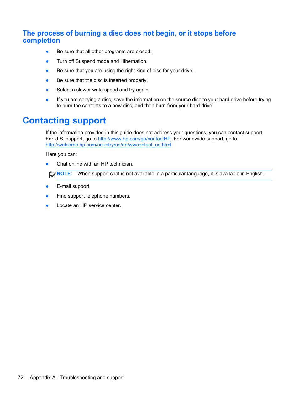 Contacting support | HP ZBook 15 Mobile Workstation User Manual | Page 82 / 88