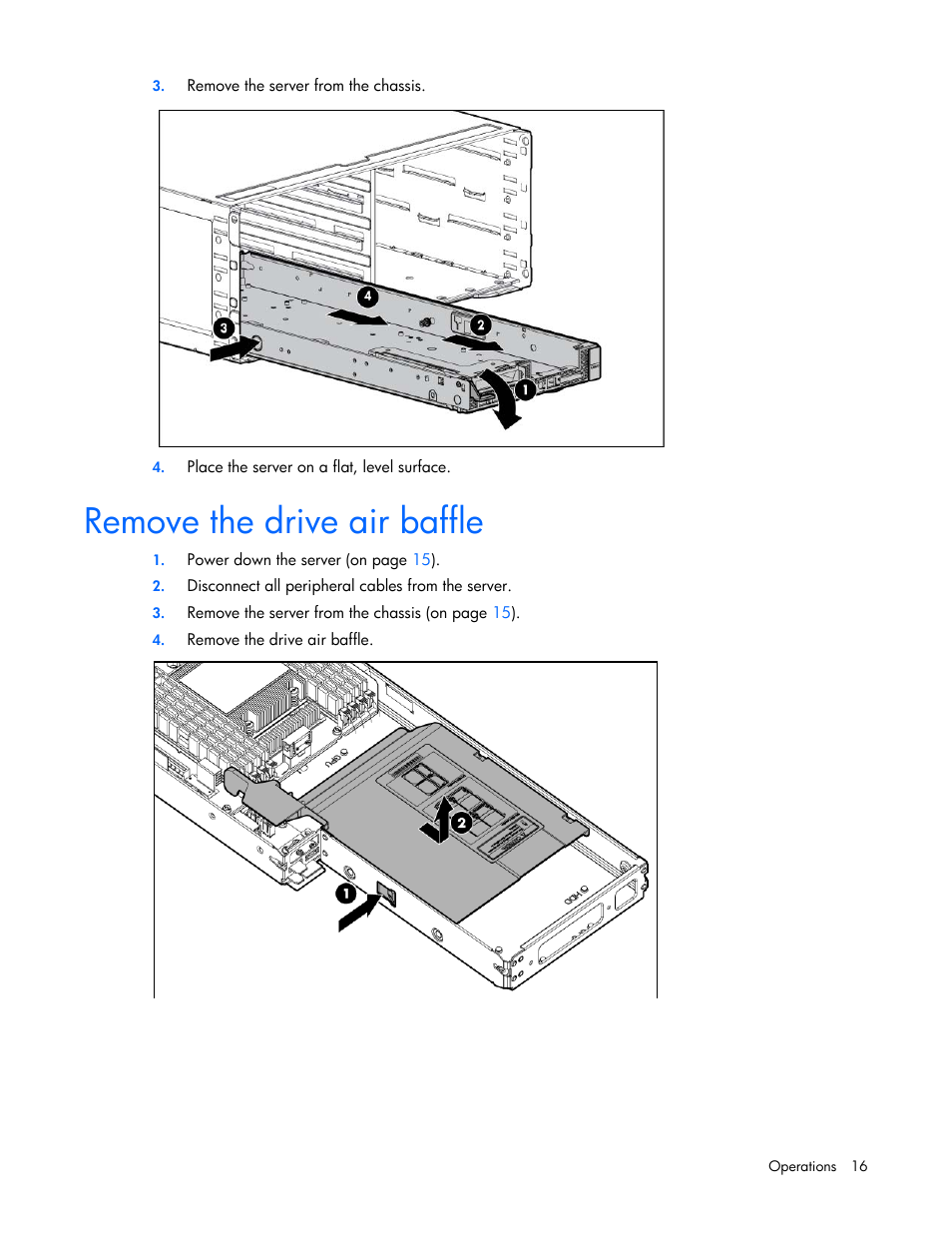 Remove the drive air baffle | HP ProLiant SL230s Gen8 Server User Manual | Page 16 / 110