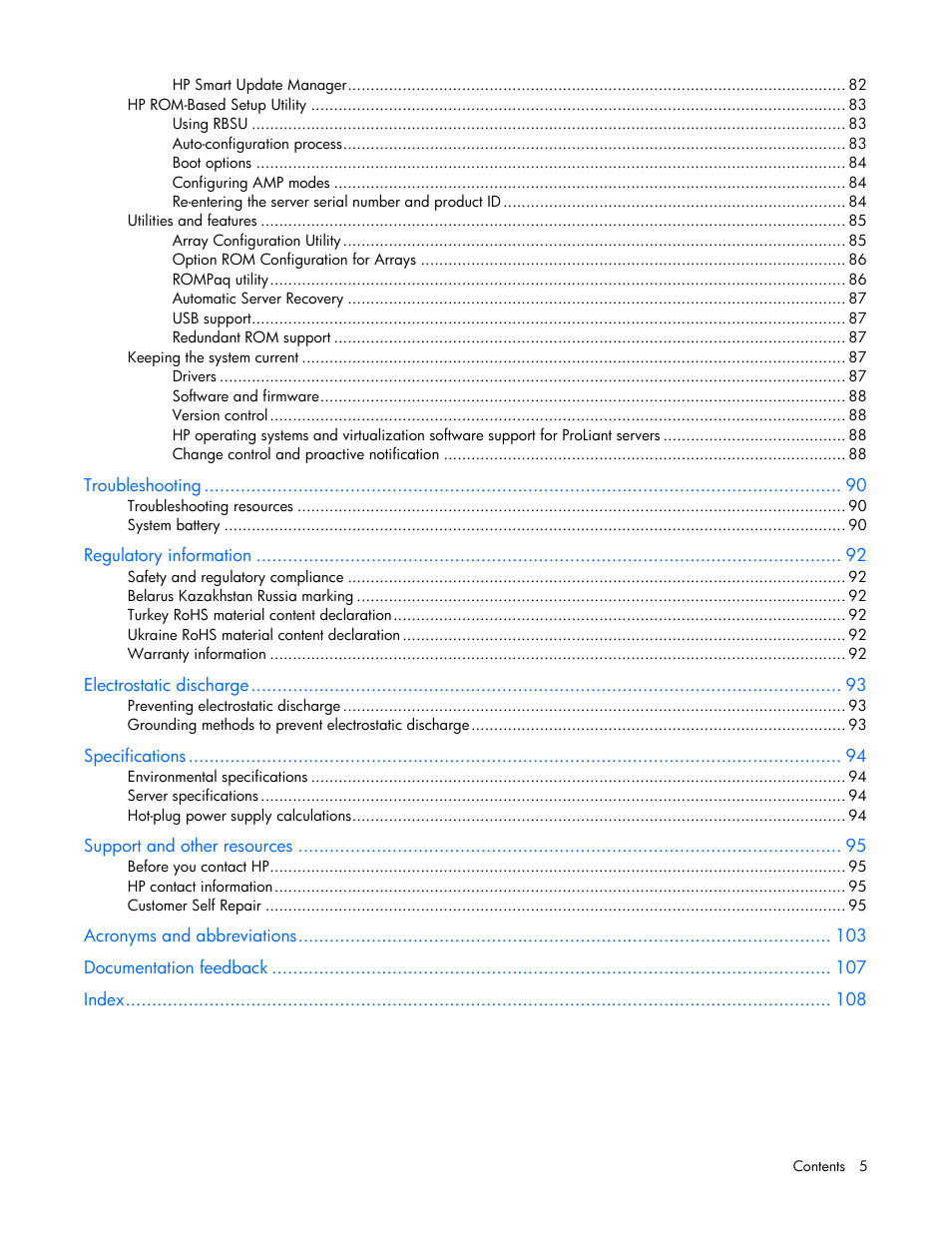 HP ProLiant SL230s Gen8 Server User Manual | Page 5 / 110