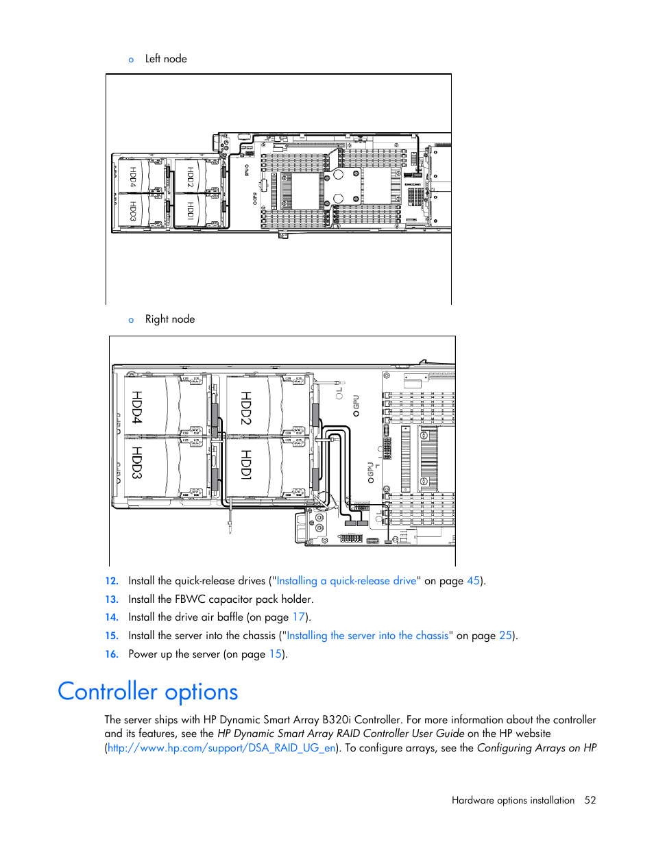 Controller options | HP ProLiant SL230s Gen8 Server User Manual | Page 52 / 110