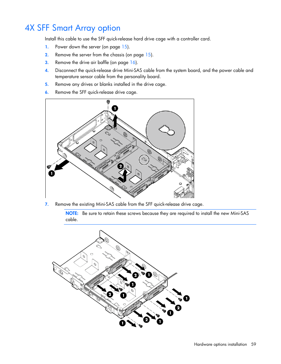4x sff smart array option | HP ProLiant SL230s Gen8 Server User Manual | Page 59 / 110