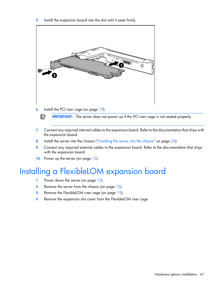 Installing a flexiblelom expansion board | HP ProLiant SL230s Gen8 Server User Manual | Page 61 / 110