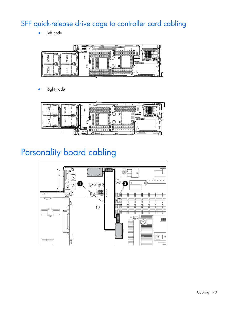 Personality board cabling | HP ProLiant SL230s Gen8 Server User Manual | Page 70 / 110