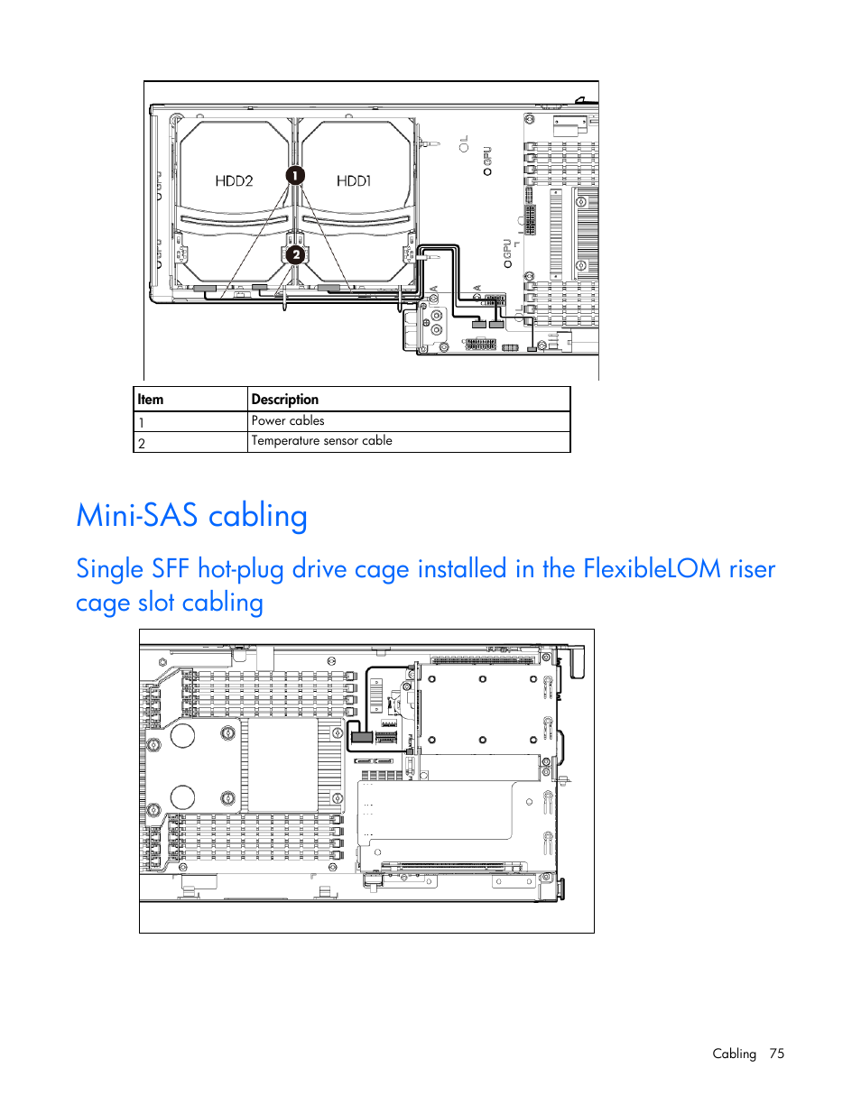 Mini-sas cabling | HP ProLiant SL230s Gen8 Server User Manual | Page 75 / 110