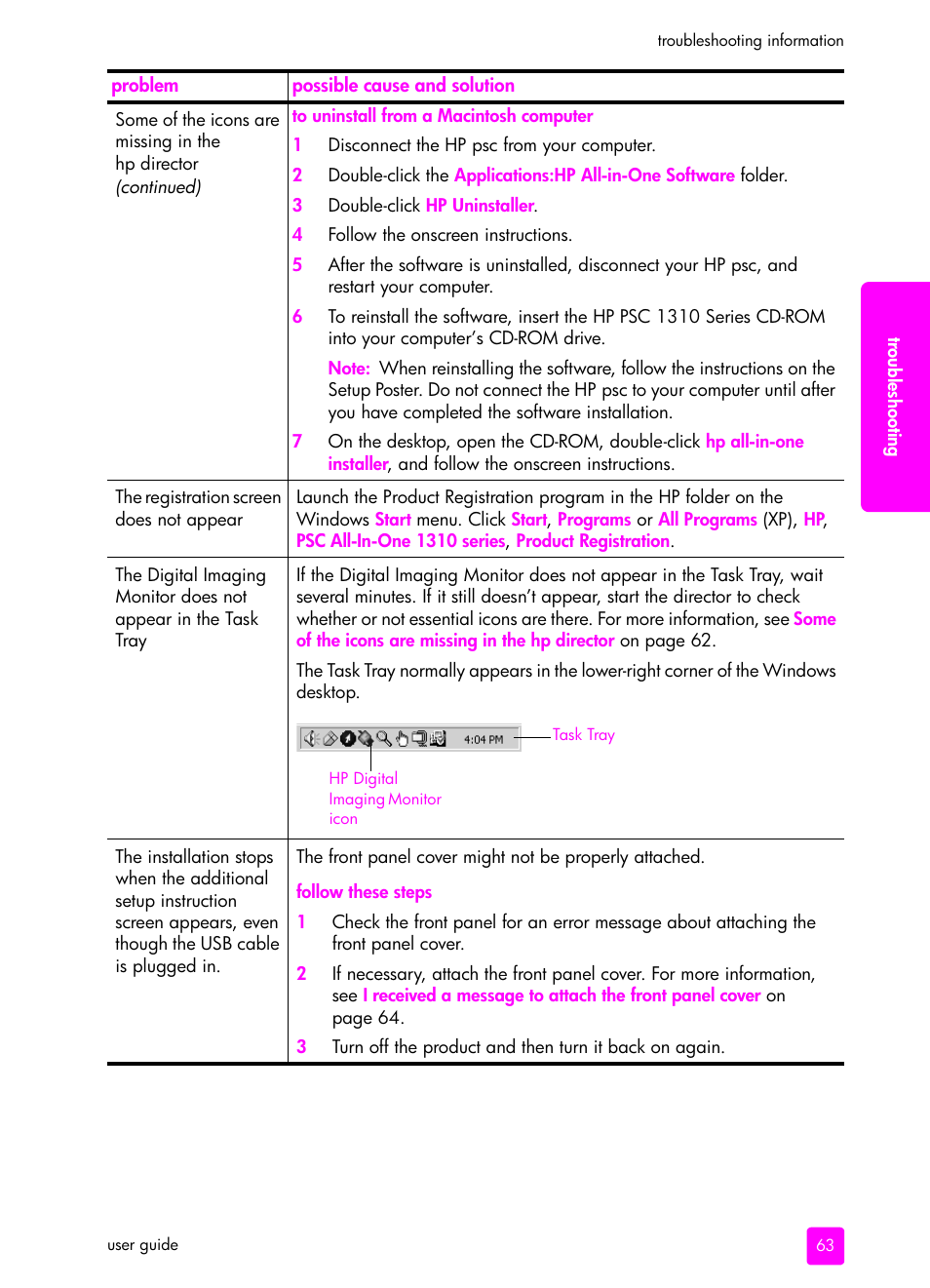 HP PSC 1315 All-in-One Printer User Manual | Page 71 / 78