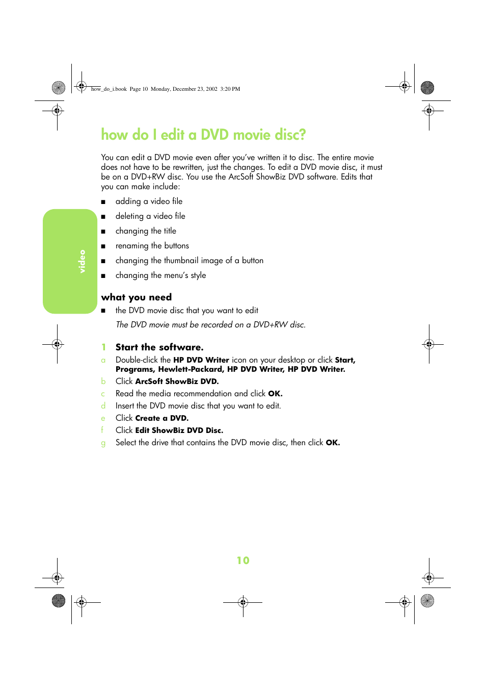 How do i edit a dvd movie disc | HP DVD-Writer dvd300e User Manual | Page 12 / 38