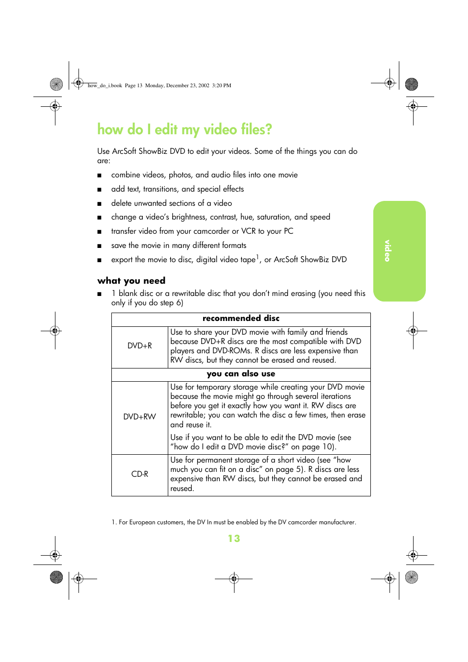 How do i edit my video files | HP DVD-Writer dvd300e User Manual | Page 15 / 38