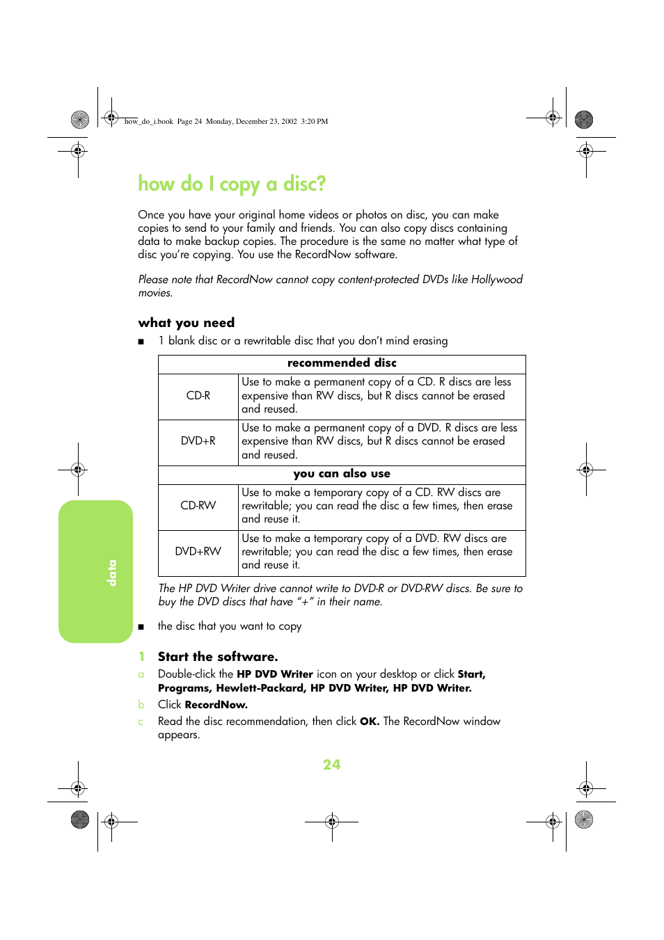 How do i copy a disc | HP DVD-Writer dvd300e User Manual | Page 26 / 38