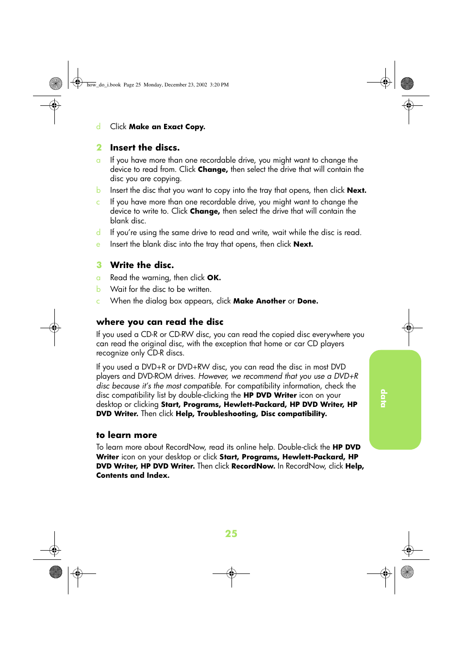 HP DVD-Writer dvd300e User Manual | Page 27 / 38