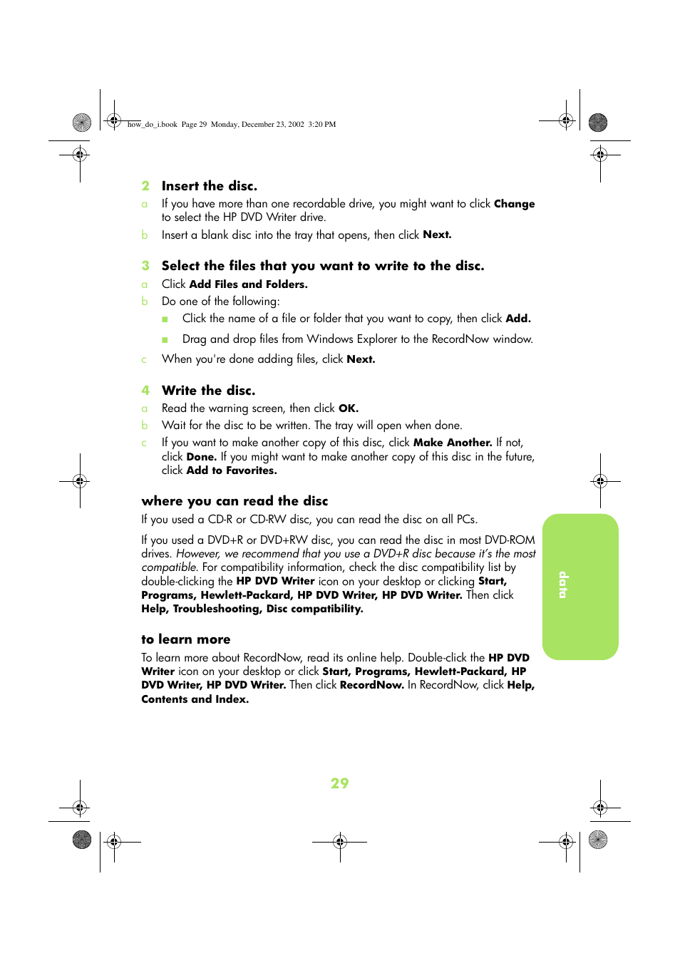 HP DVD-Writer dvd300e User Manual | Page 31 / 38