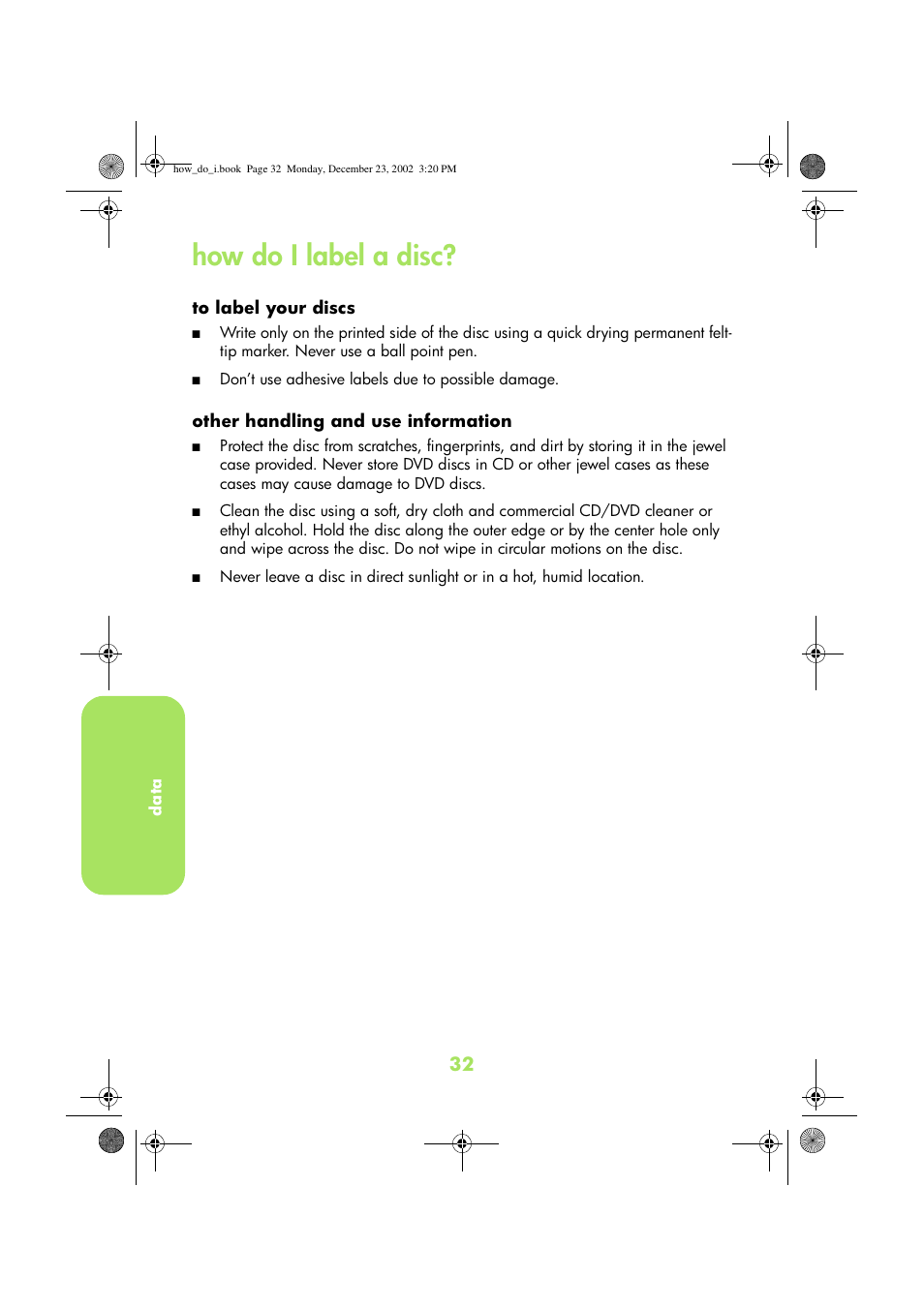How do i label a disc | HP DVD-Writer dvd300e User Manual | Page 34 / 38