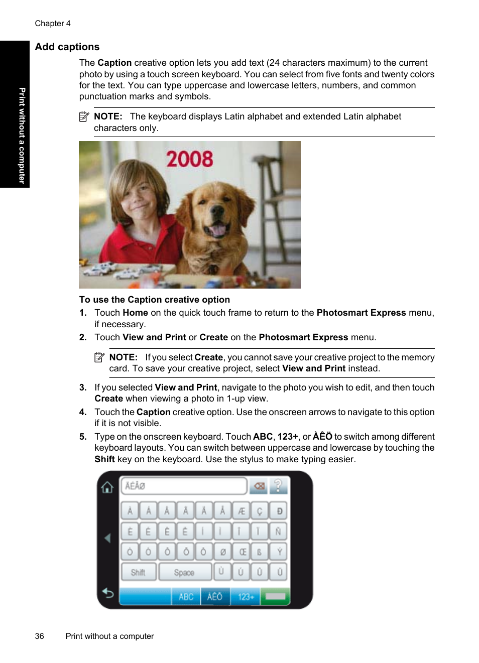 Add captions | HP Photosmart A637 Compact Photo Printer User Manual | Page 38 / 98