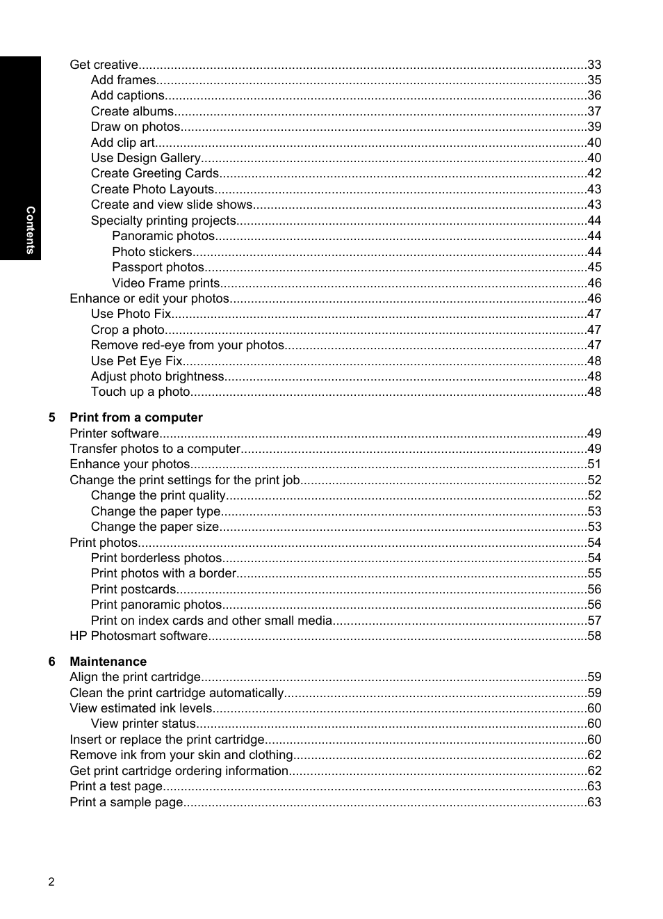 HP Photosmart A637 Compact Photo Printer User Manual | Page 4 / 98