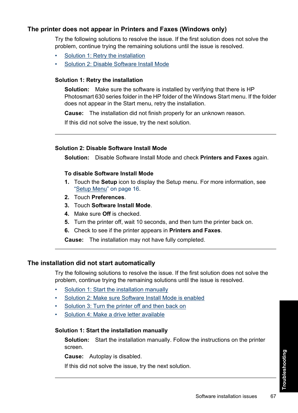 The installation did not start automatically | HP Photosmart A637 Compact Photo Printer User Manual | Page 69 / 98