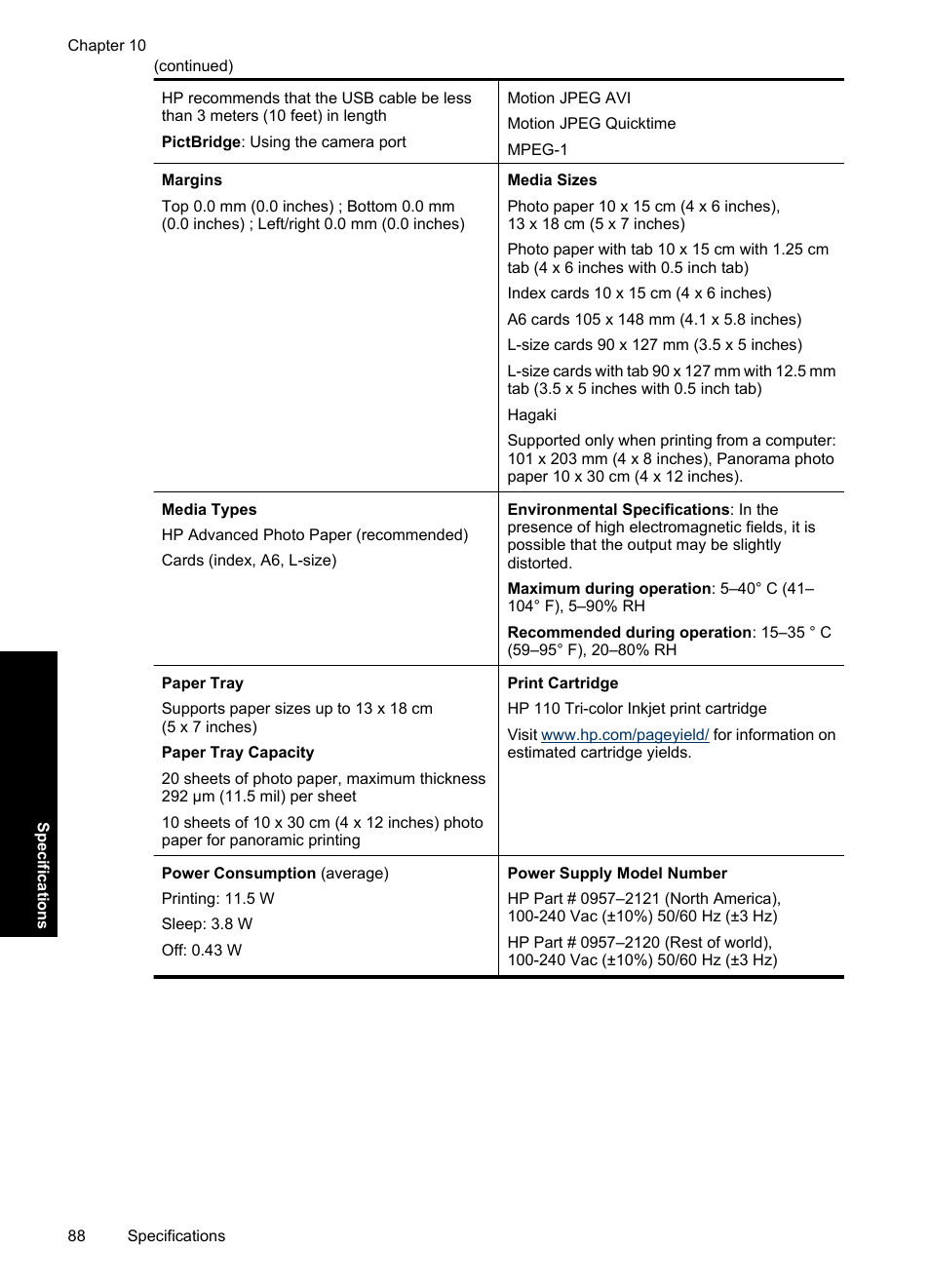 HP Photosmart A637 Compact Photo Printer User Manual | Page 90 / 98