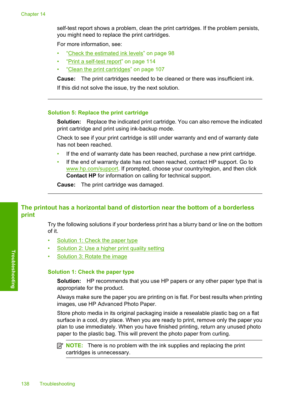 Solution 5: replace the print cartridge | HP Photosmart C5580 All-in-One Printer User Manual | Page 141 / 292