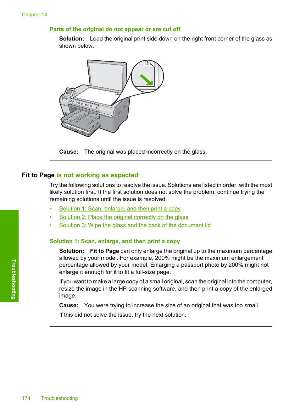 Parts of the original do not appear or are cut off | HP Photosmart C5580 All-in-One Printer User Manual | Page 177 / 292