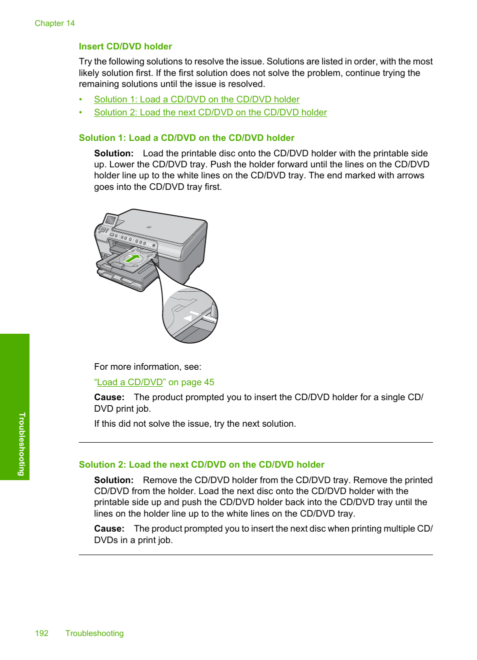 Insert cd/dvd holder | HP Photosmart C5580 All-in-One Printer User Manual | Page 195 / 292