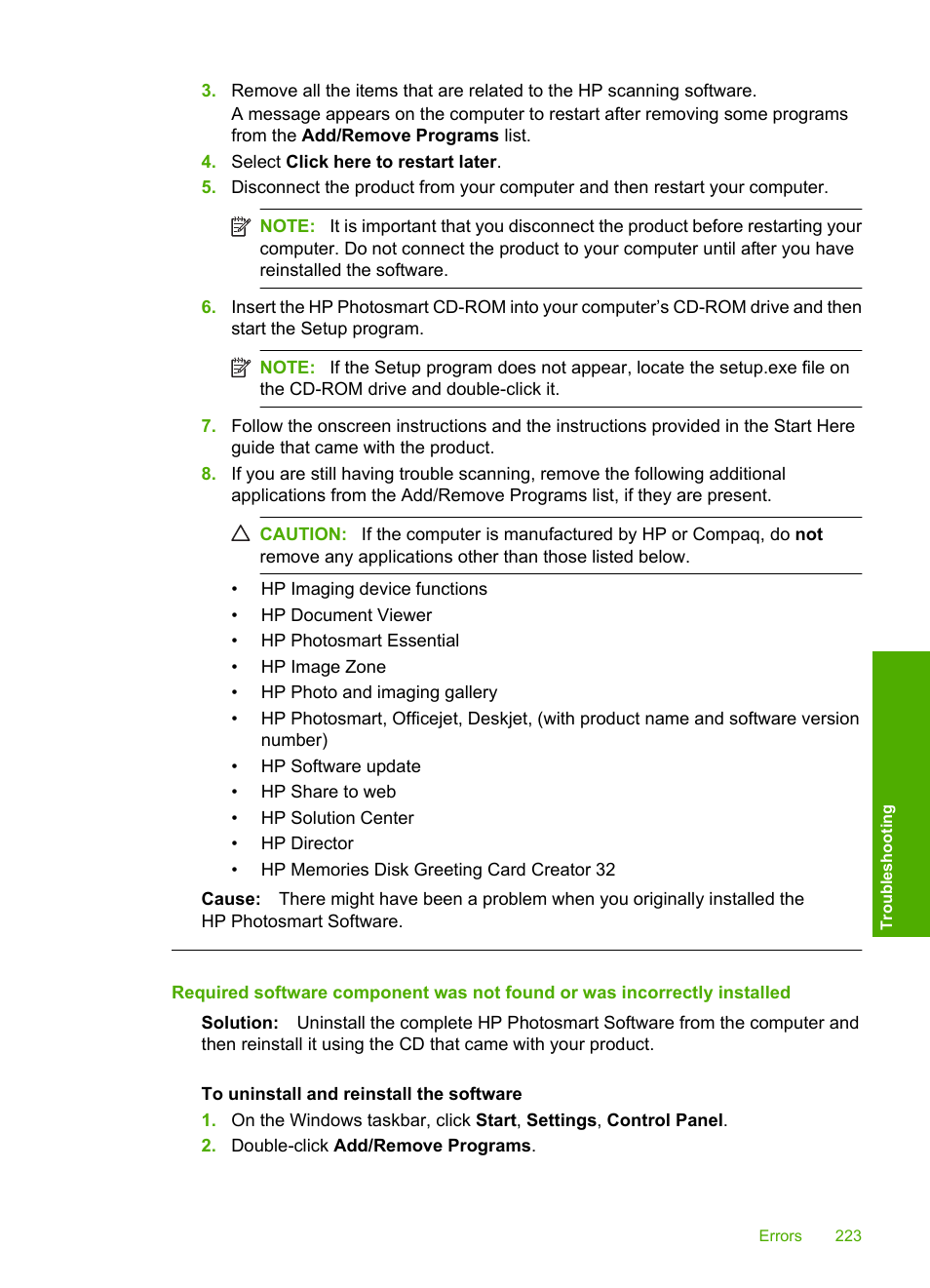 HP Photosmart C5580 All-in-One Printer User Manual | Page 226 / 292