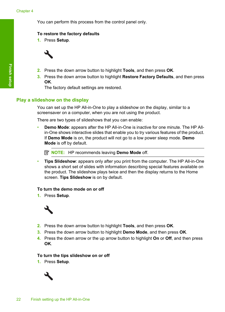 Play a slideshow on the display | HP Photosmart C5580 All-in-One Printer User Manual | Page 25 / 292