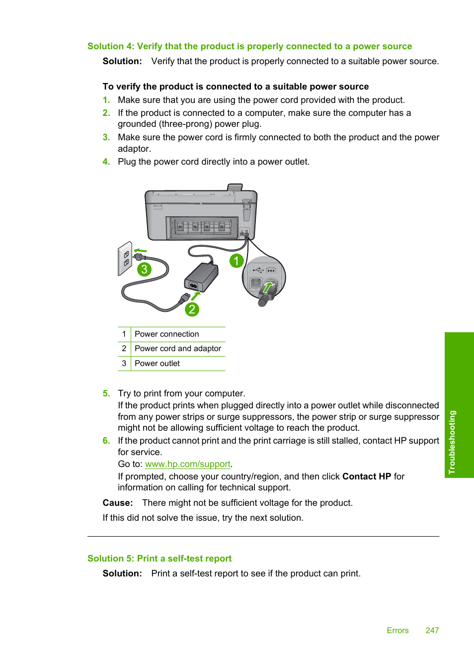 Solution 5: print a self-test report | HP Photosmart C5580 All-in-One Printer User Manual | Page 250 / 292