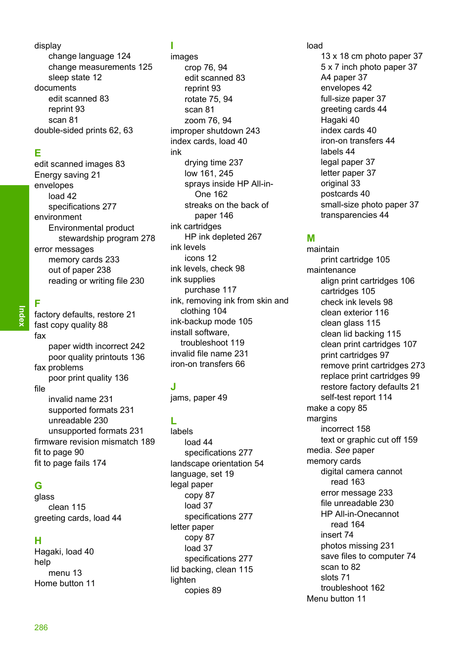 HP Photosmart C5580 All-in-One Printer User Manual | Page 288 / 292