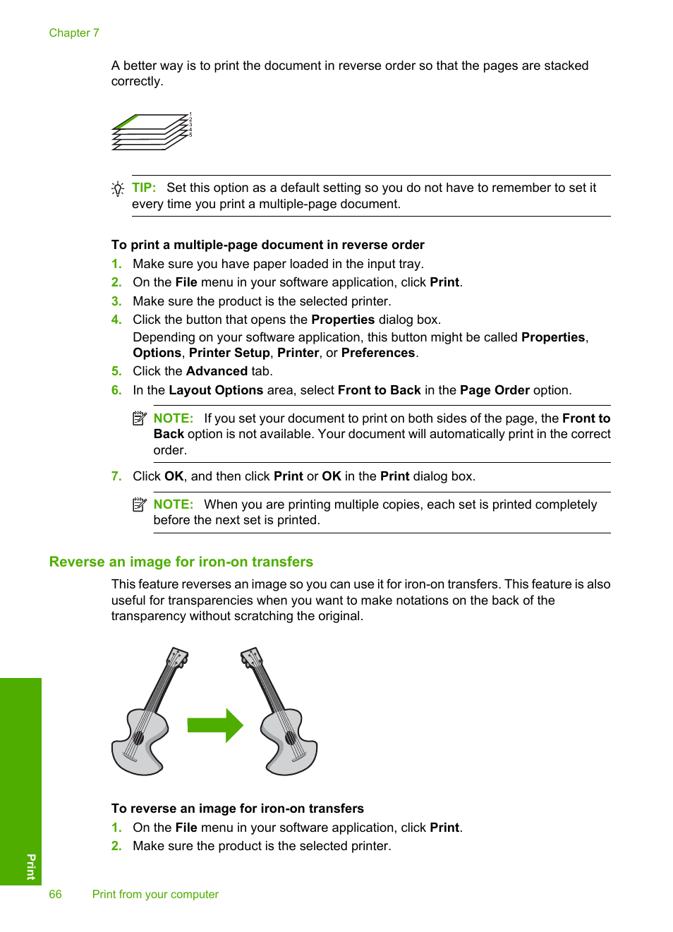 Reverse an image for iron-on transfers | HP Photosmart C5580 All-in-One Printer User Manual | Page 69 / 292