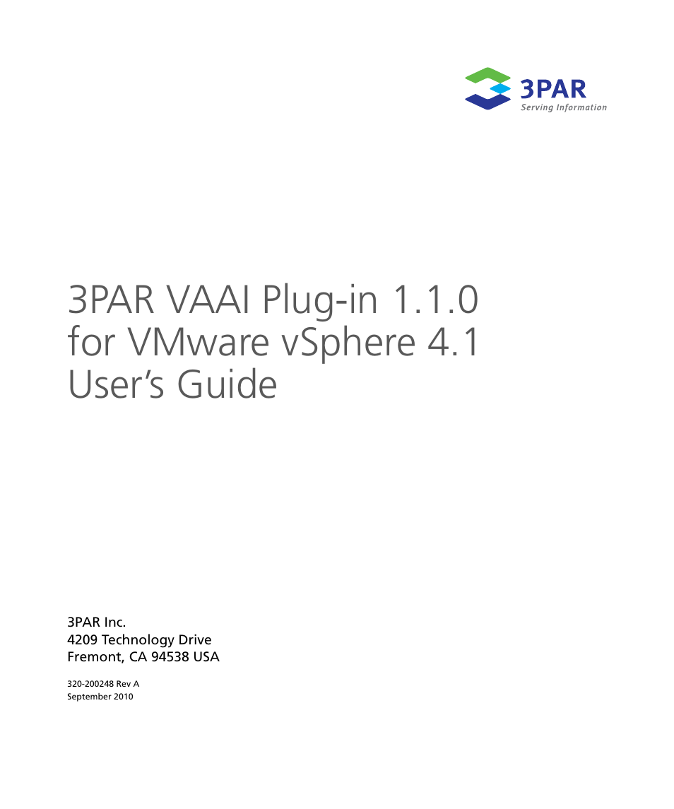 HP 3PAR Solutions Software for vSphere User Manual | 44 pages