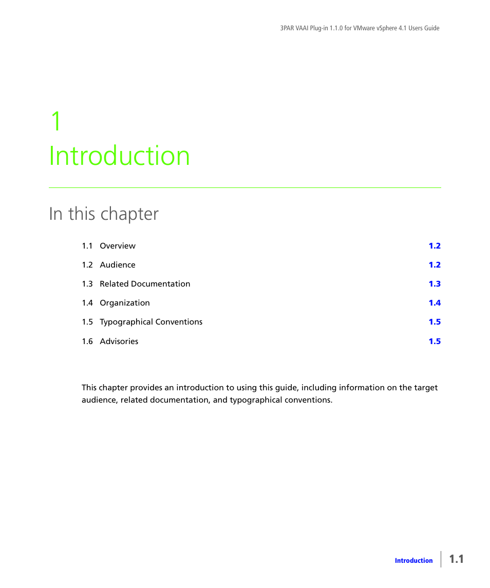 Introduction, 1 introduction | HP 3PAR Solutions Software for vSphere User Manual | Page 5 / 44