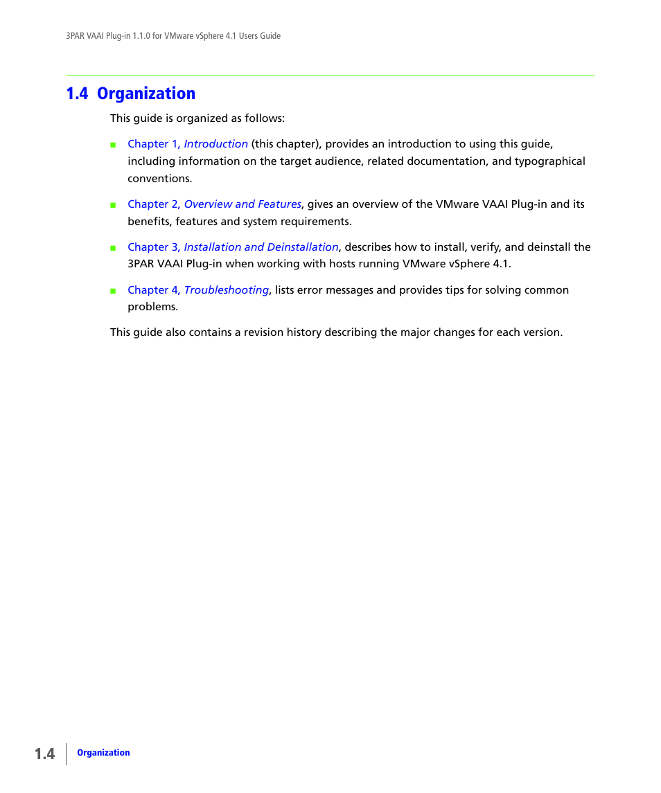 4 organization, Organization | HP 3PAR Solutions Software for vSphere User Manual | Page 8 / 44