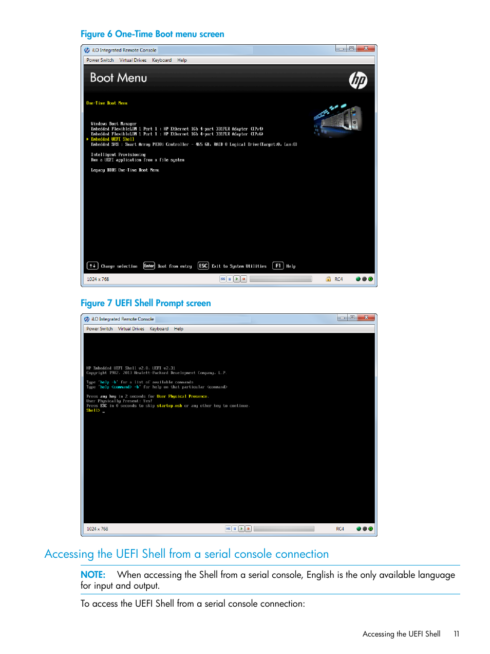 Accessing the uefi shell from | HP Unified Extensible Firmware Interface User Manual | Page 11 / 79