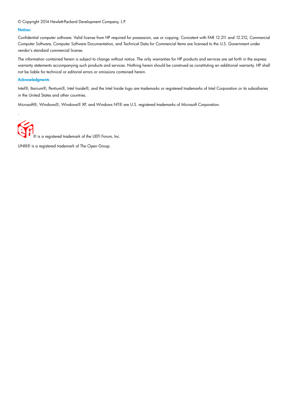 HP Unified Extensible Firmware Interface User Manual | Page 2 / 79