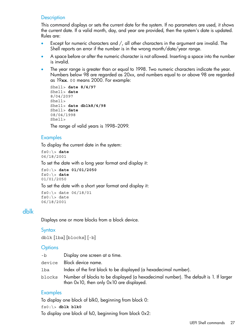 Dblk | HP Unified Extensible Firmware Interface User Manual | Page 27 / 79