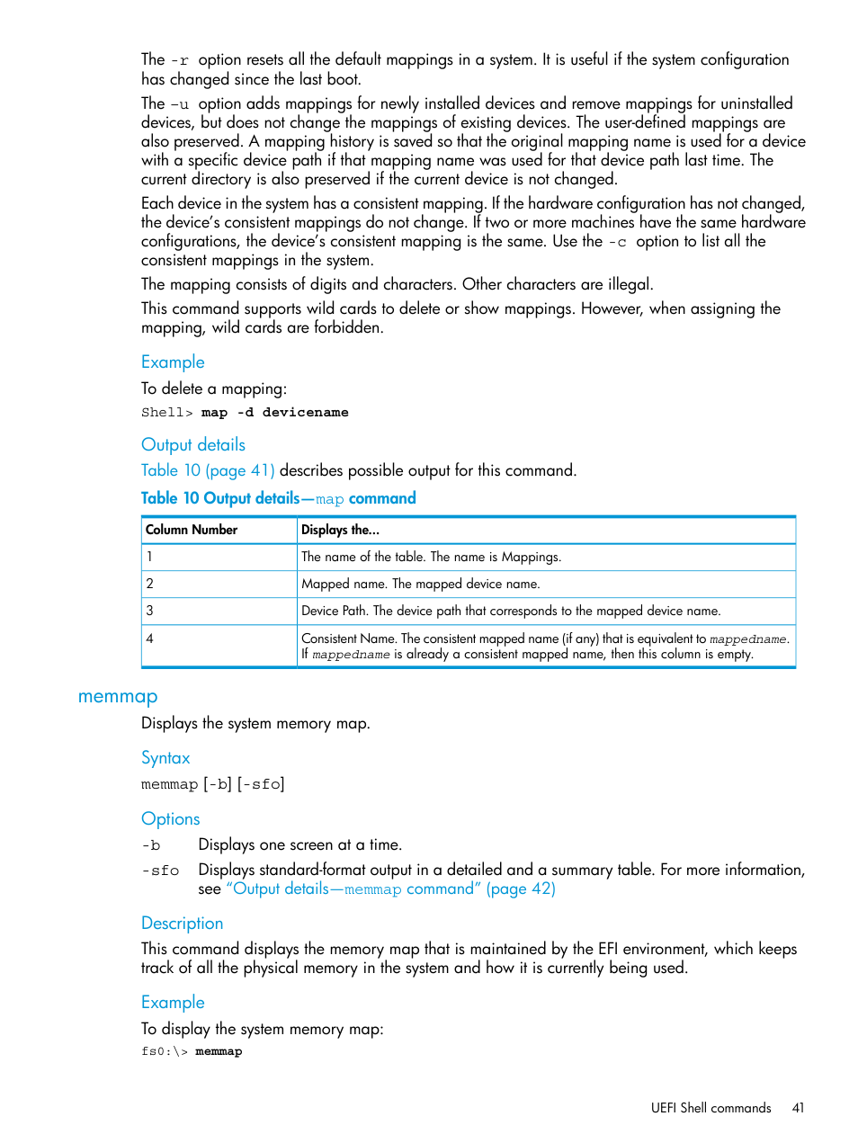 Memmap | HP Unified Extensible Firmware Interface User Manual | Page 41 / 79