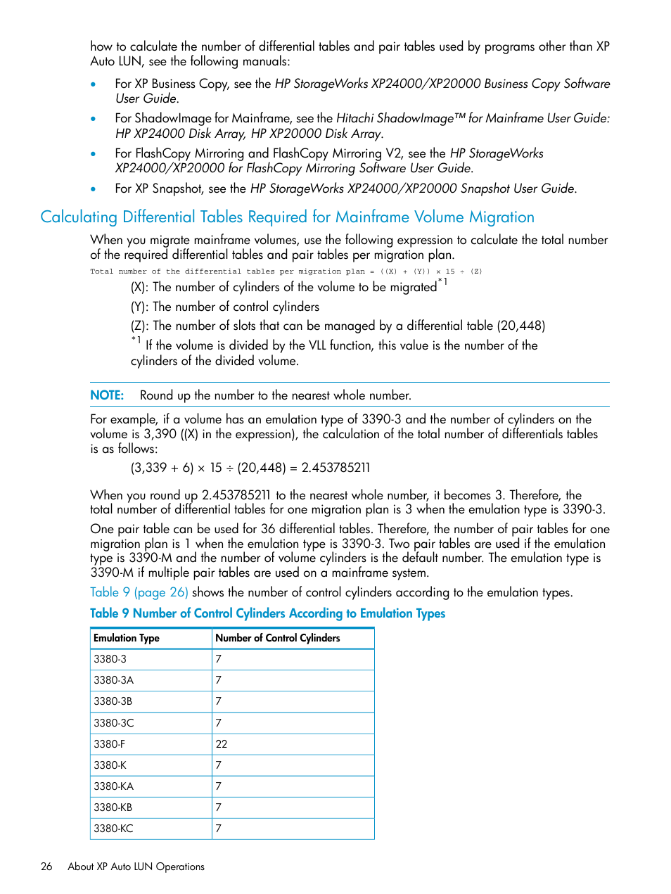 Calculating differential, Calculating differential tables | HP StorageWorks XP Remote Web Console Software User Manual | Page 26 / 80