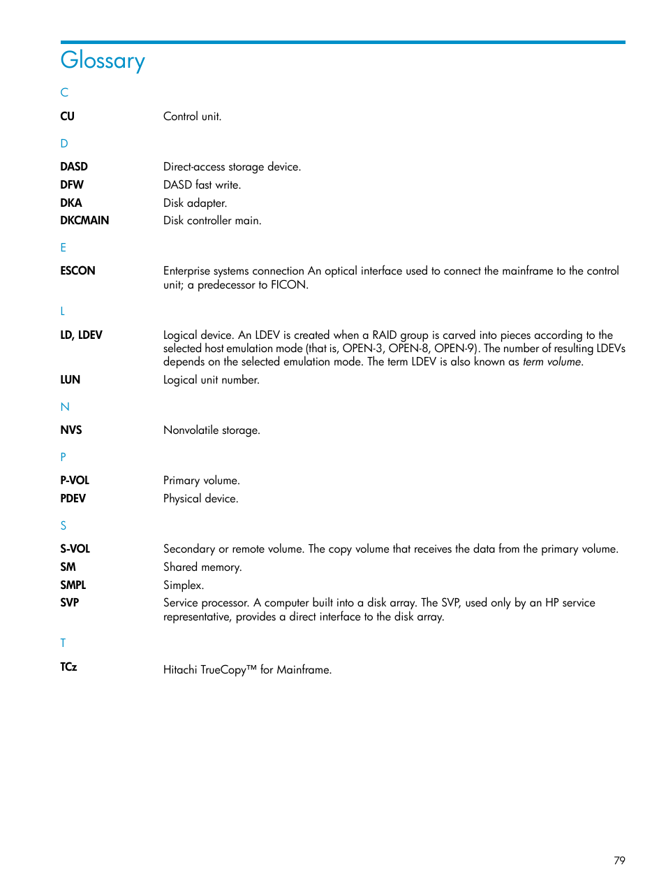 Glossary | HP StorageWorks XP Remote Web Console Software User Manual | Page 79 / 80